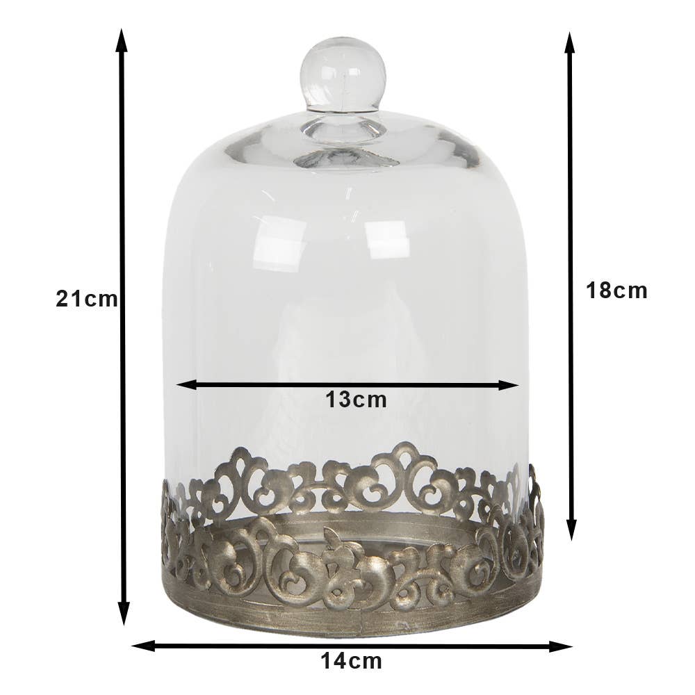 Cloche Ø 14x21 cm Silberfarbenes Metallglas rund
