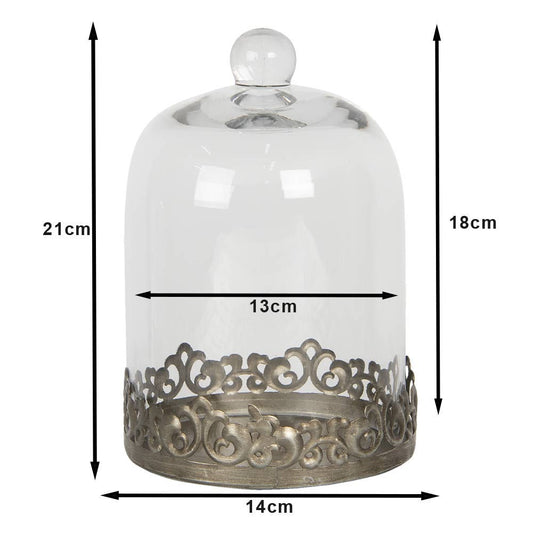 Cloche Ø 14x21 cm Silberfarbenes Metallglas rund