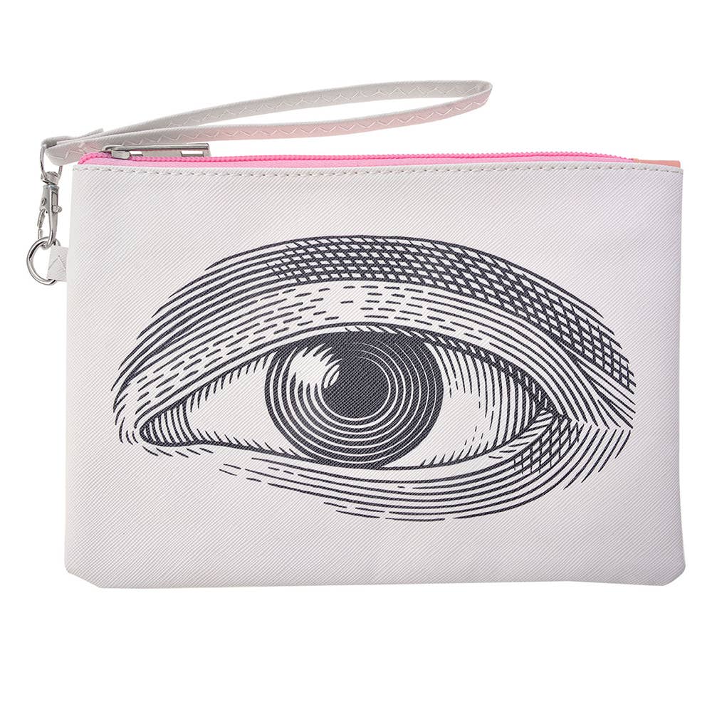 Beautybag für Damen, 28 x 18 cm, weiße Kunststoffauge