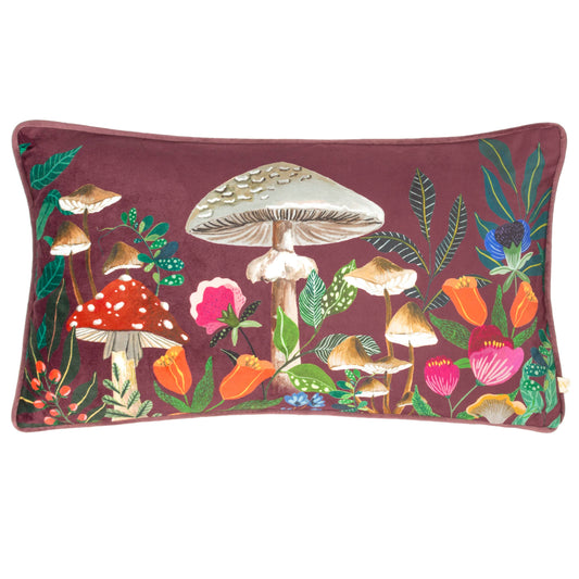 Kissen Wild Garden Mushrooms, Weinrot