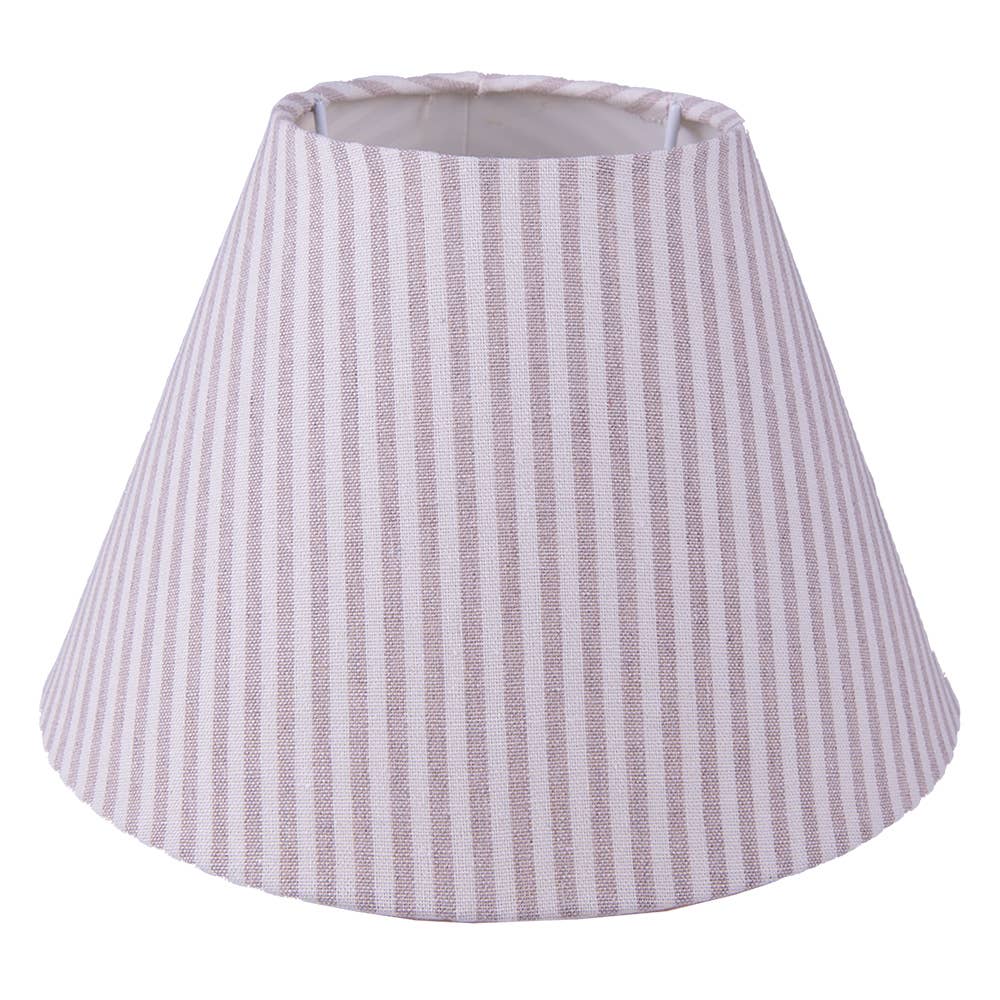 Lampenschirm Ø 23x15 cm Beige Weiße Baumwollstreifen