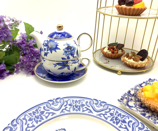 Tea for One Set "Regency Blue Golds"