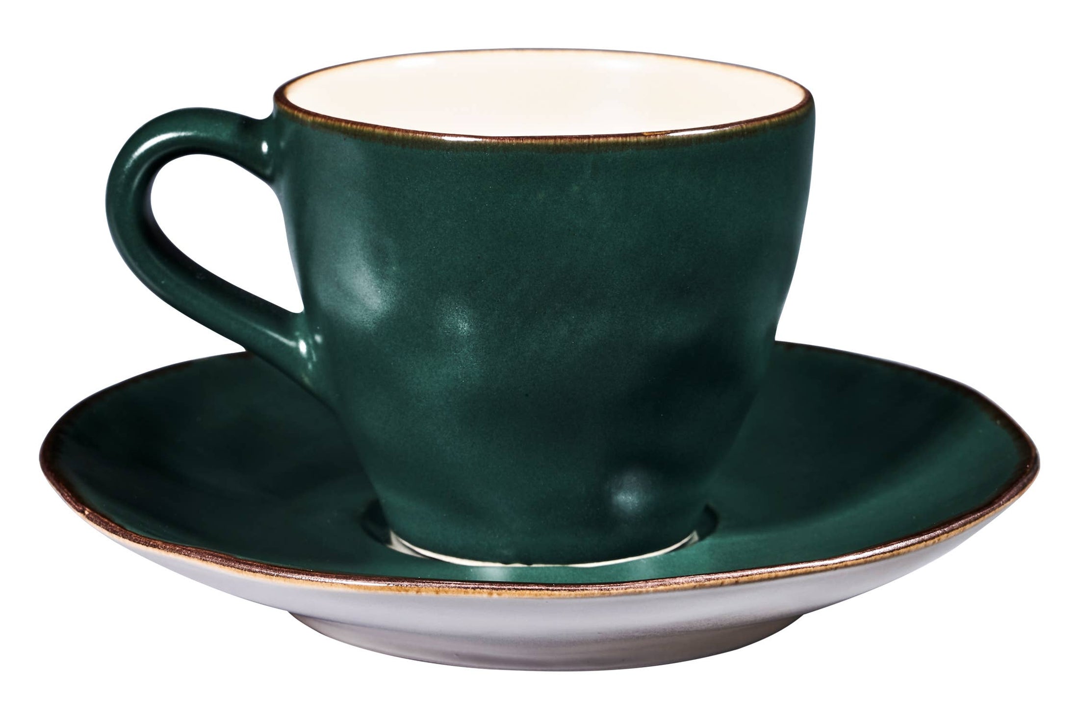 Mediterraneo - Espresso-Kaffeetasse mit grüner Untertasse 2er Set