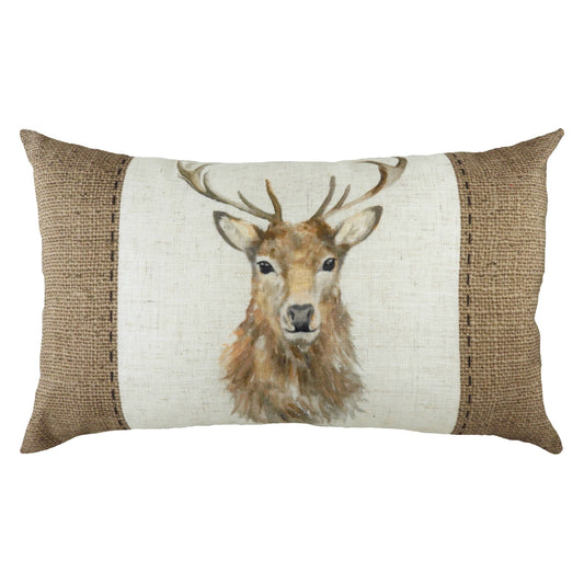 Rechteckiges Kissen Hessian Stag