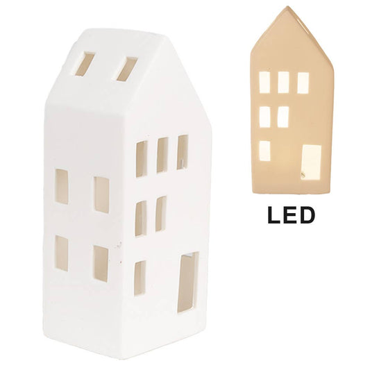 Dekoratives Haus mit LED, weißes Porzellan