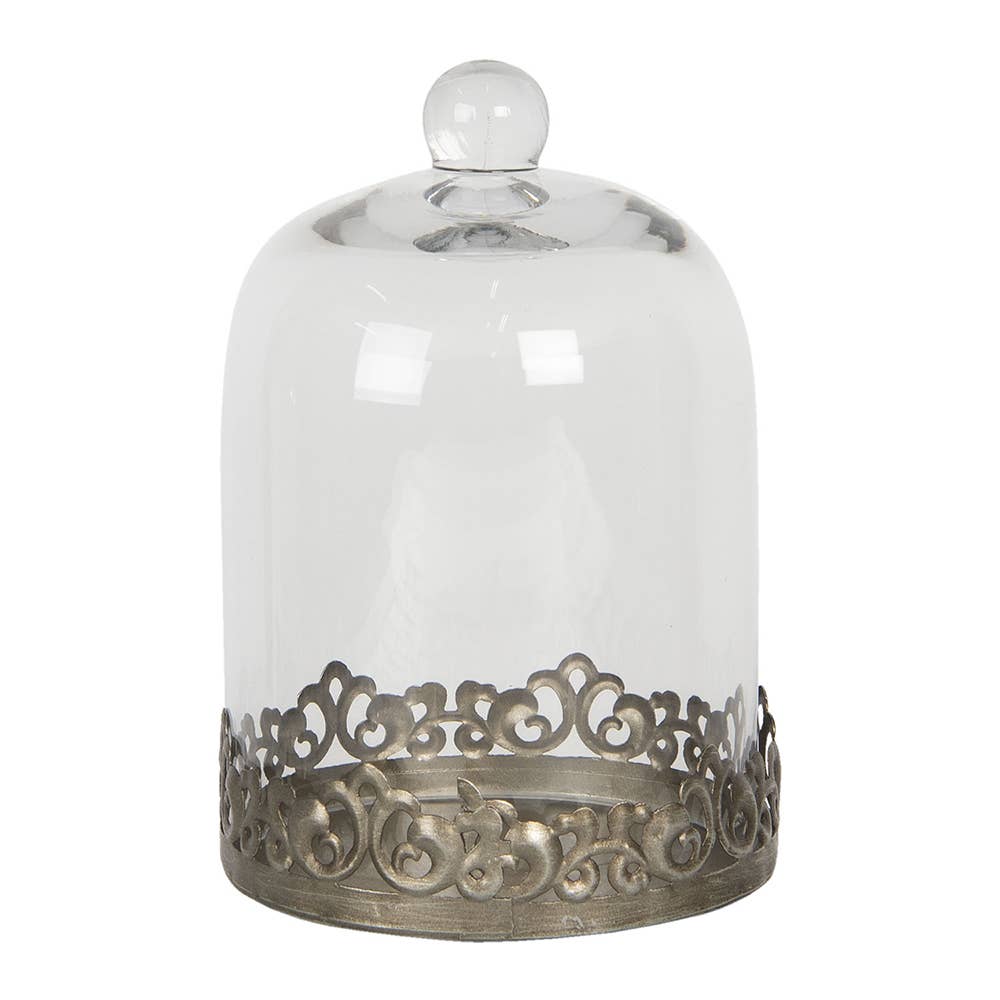 Cloche Ø 14x21 cm Silberfarbenes Metallglas rund