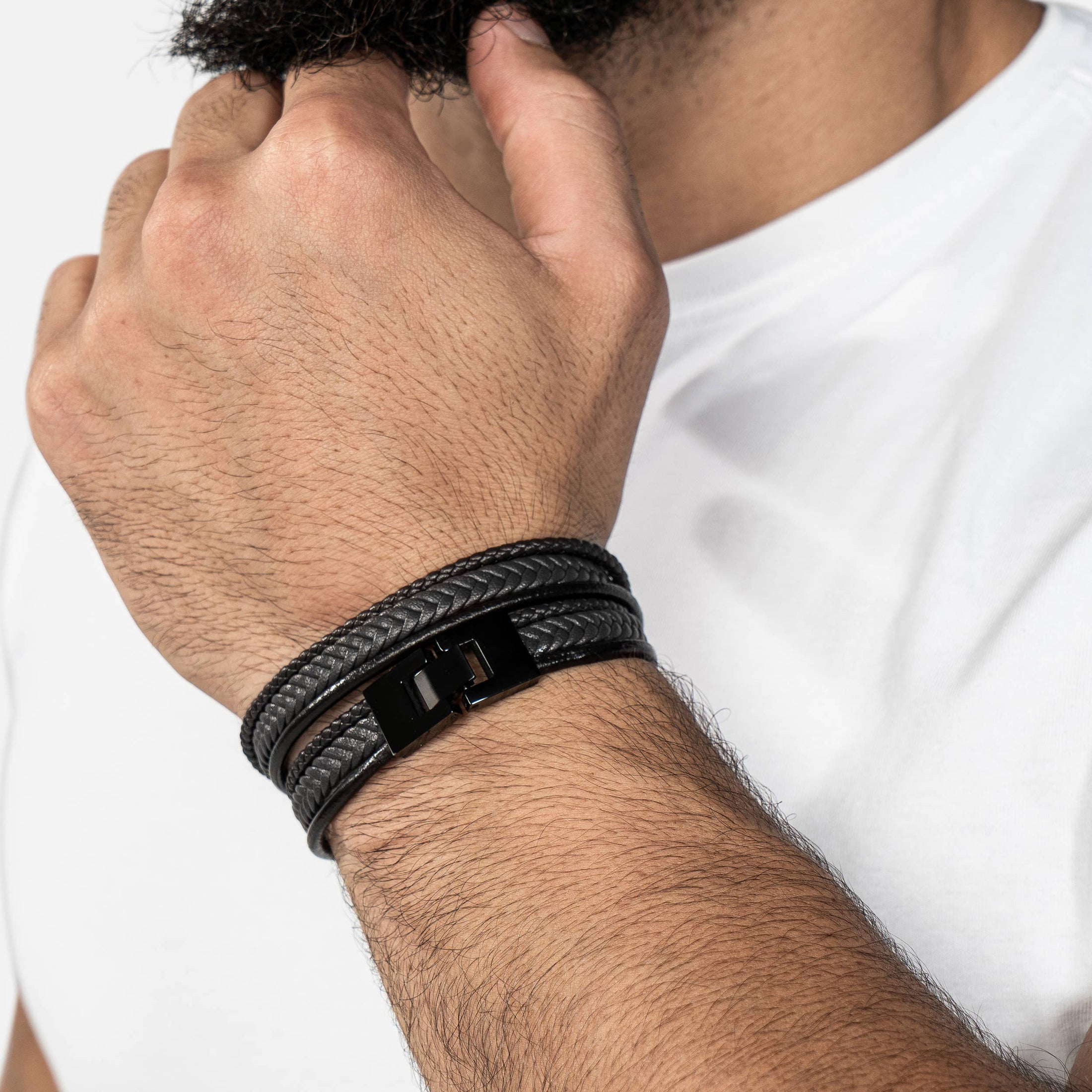 Lederarmband "Wrap" - Schwarz - B018