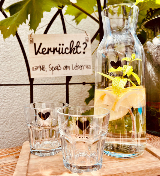 SPAR-SET 🖤 Glasbecher & Karaffe HERZ, 3tilg