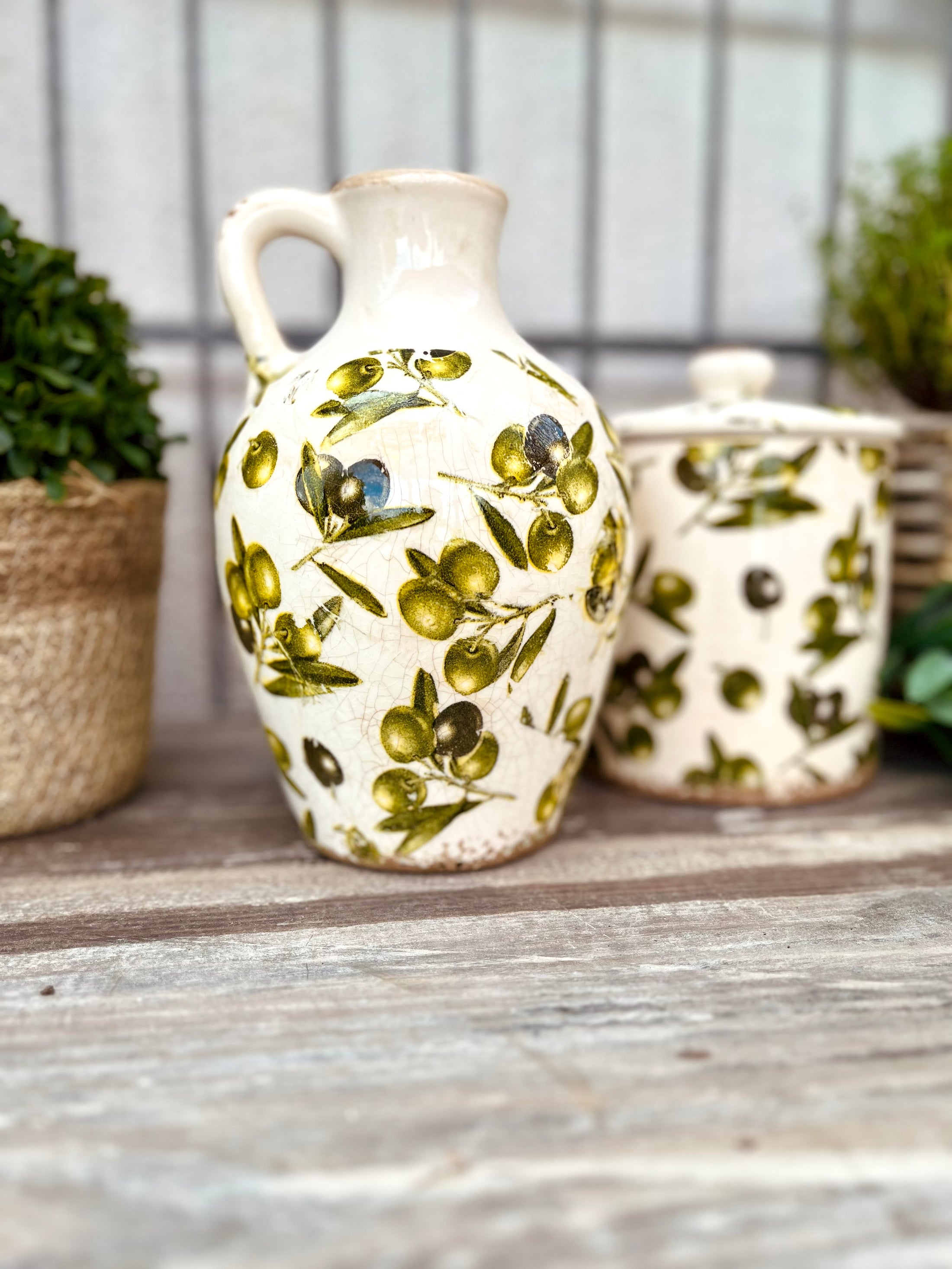 SET: Krug & Gefäß 'Oliven