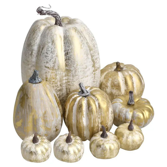 Deko-Kürbis, Champgner/Gold, Set