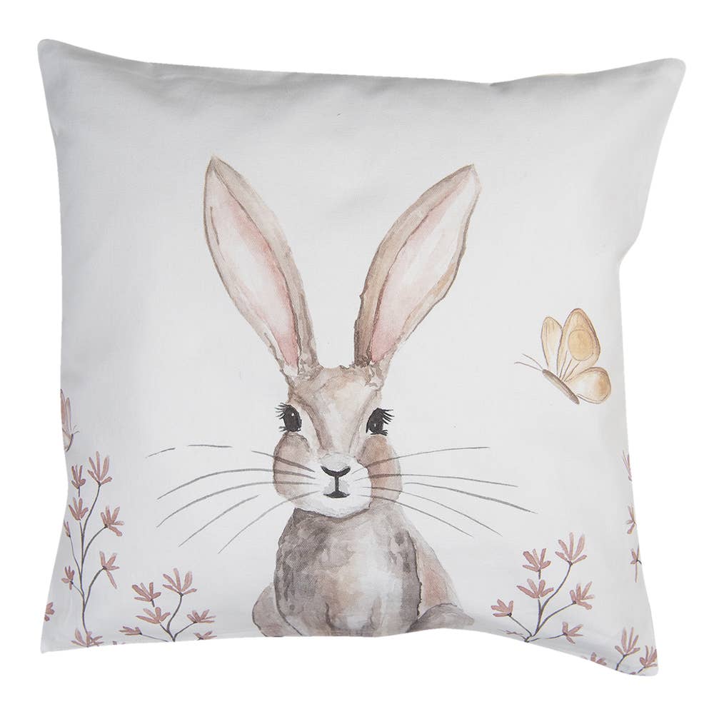 Kissenbezug Hase 40x40 cm Weiß-Braun