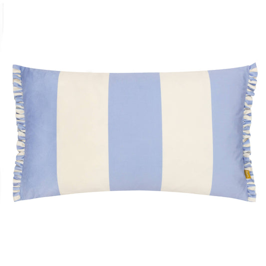 Gestreiftes Samtkissen Araya Blau