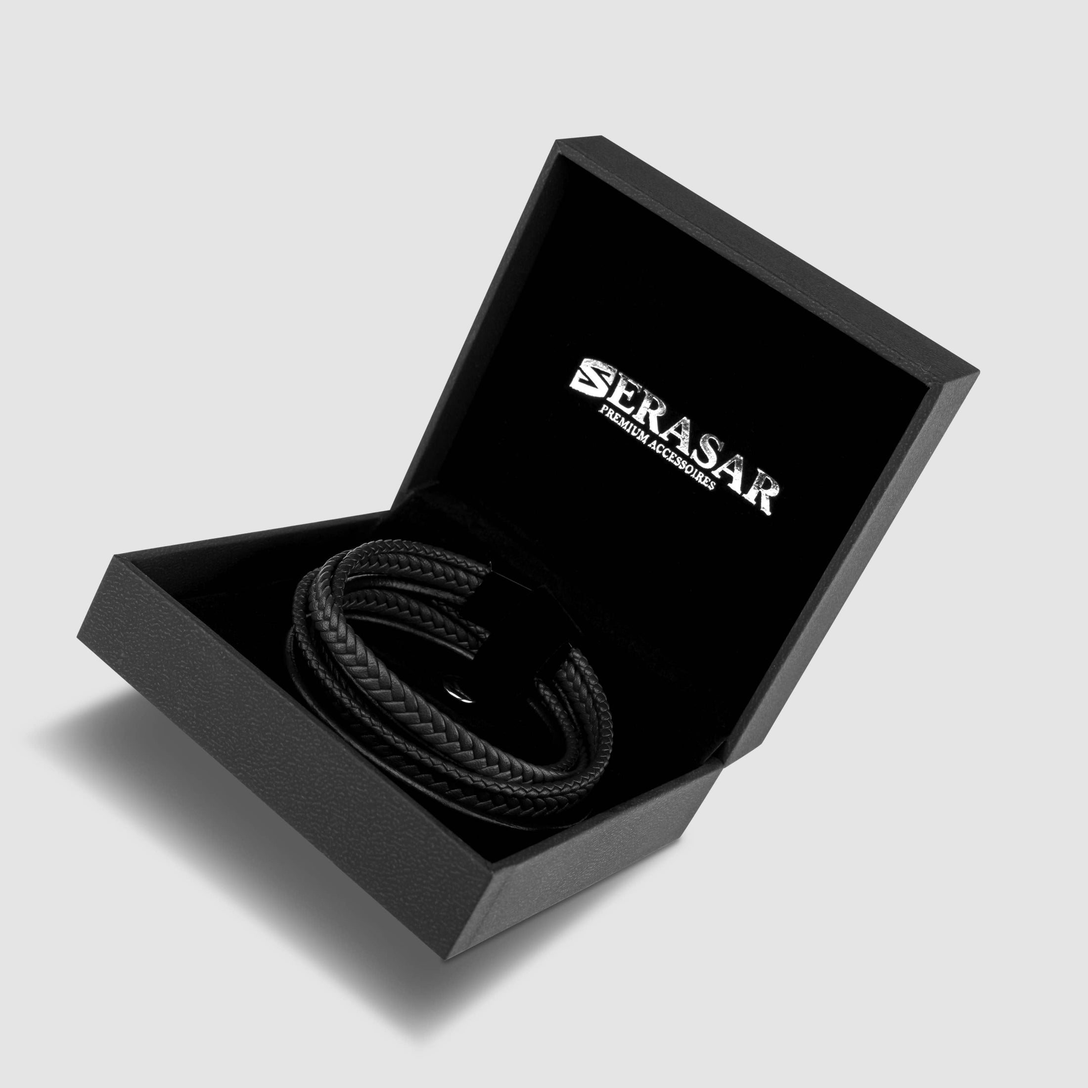 Lederarmband "Wrap" - Schwarz - B018