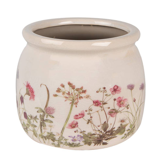 6CE1630M Pflanzgefäß Ø 16x13 cm Beige Rosa Keramik Blumen