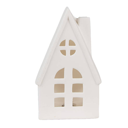 Dekoratives Haus mit LED, beige Porzellan