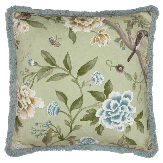 Porcelain Garden Chenille-Kissen, Salbeigrün