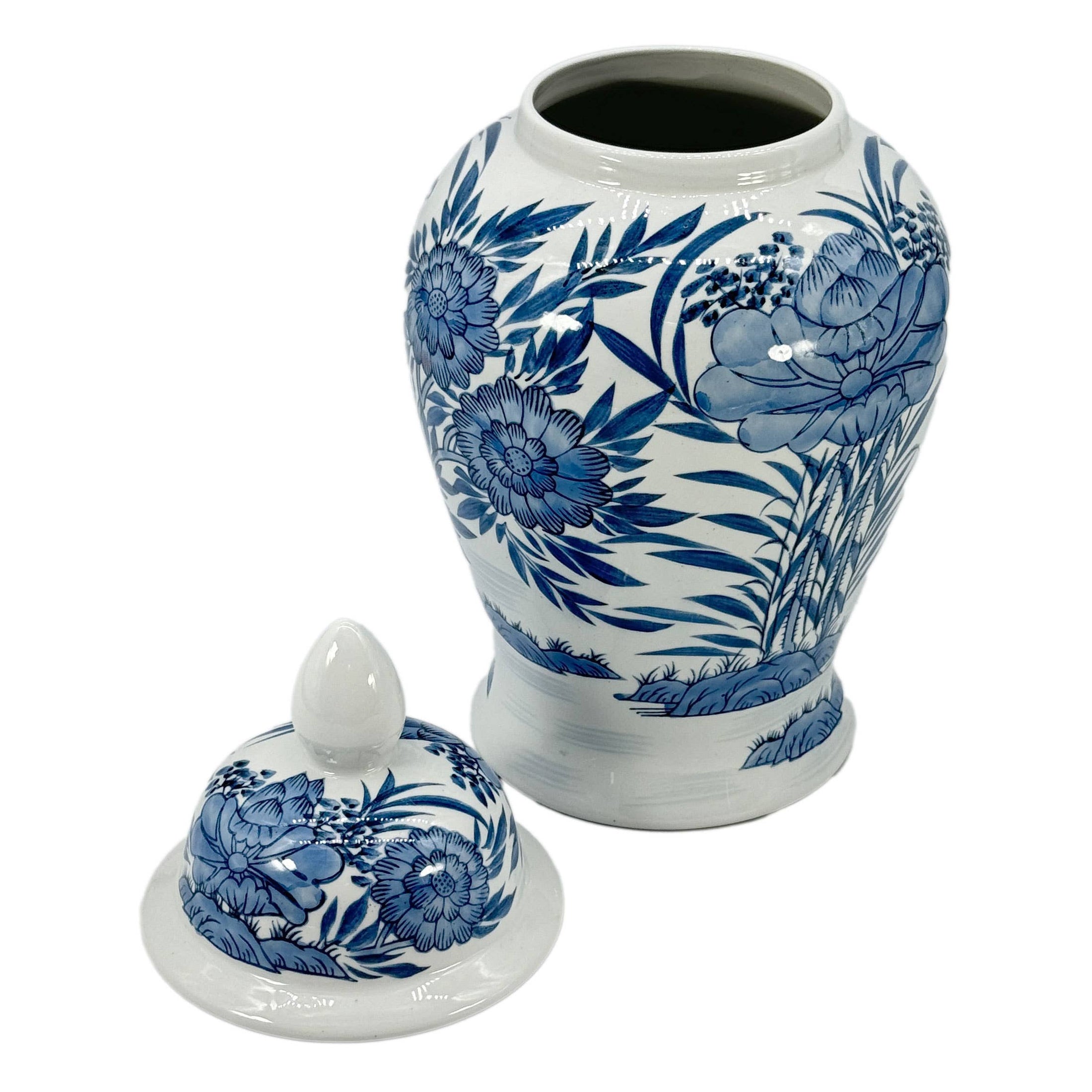 Chinoiserie-Glas in Blau-Weiß