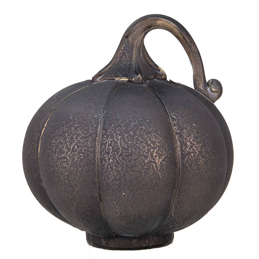 Deko-Kürbis, graues Glas, 16 cm