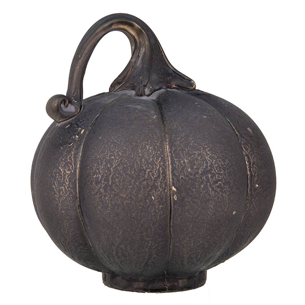 Deko-Kürbis, graues Glas, 16 cm