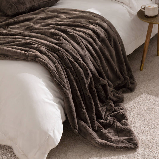 Tagesdecke Empress aus Kunstfell, Taupe