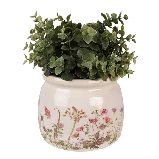 6CE1630M Pflanzgefäß Ø 16x13 cm Beige Rosa Keramik Blumen