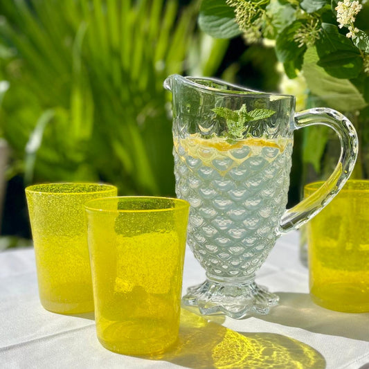 Große Trinkbecher JADE aus gelbem Glas, 2er-Set